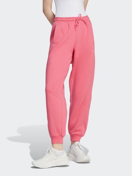 Hlače od flisa bootcut Adidas ružičasta