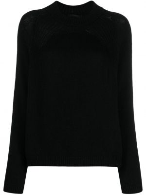 Volneni pulover z okroglim izrezom Transit črna