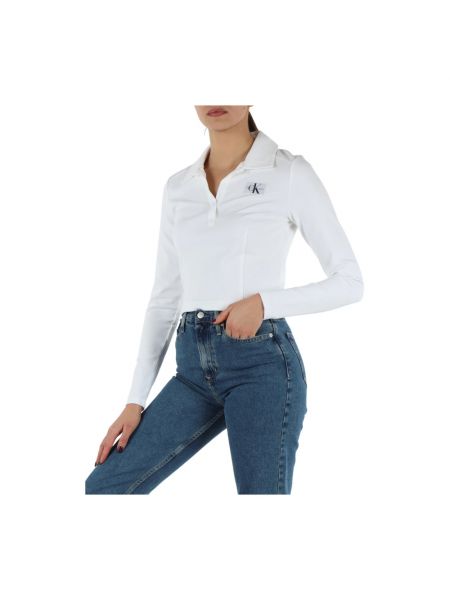 Top z wiskozy Calvin Klein Jeans biały