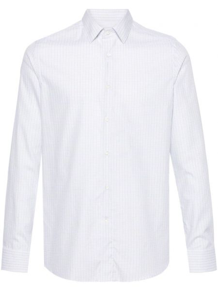 Kostkovaná bavlněná košile Canali bílá
