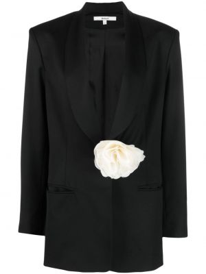 Volneni blazer s cvetličnim vzorcem s aplikacijami Manuri črna
