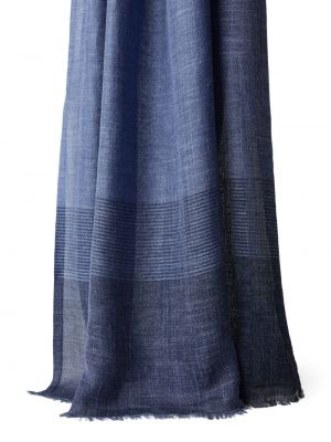 Kostkovaný hedvábný šál Brunello Cucinelli modrý