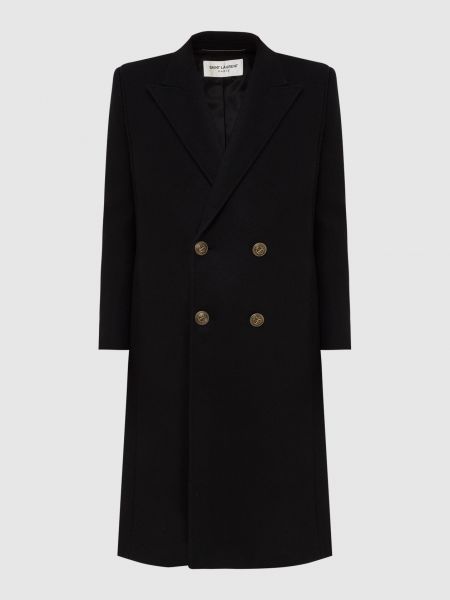 Вовняне пальто Saint Laurent чорне
