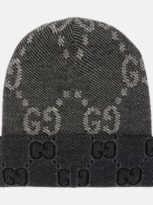 Žakárová vlnená čiapka Gucci čierna