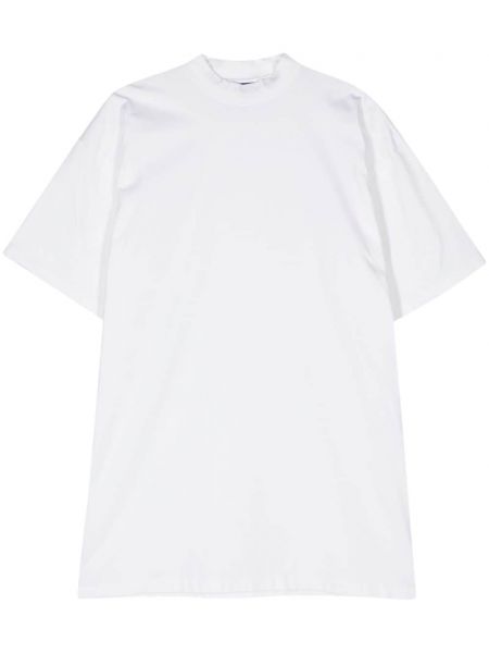 T-shirt en coton à imprimé Balenciaga blanc