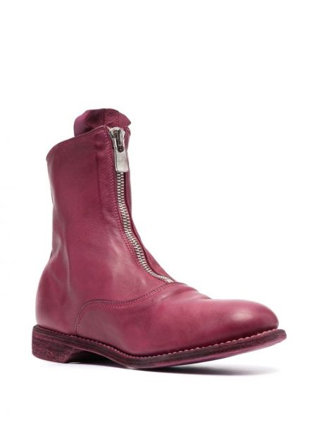 Leder ankle boots mit reißverschluss Guidi pink