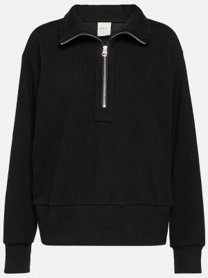 Jersey con cremallera de algodón de tela jersey Varley negro