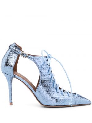 Полуотворени обувки с връзки с дантела Malone Souliers синьо