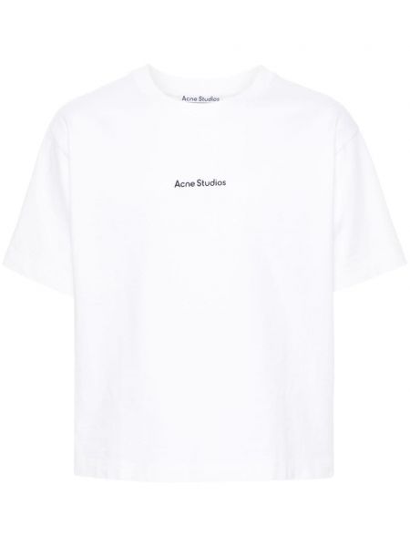 Βαμβακερή μπλούζα με σχέδιο Acne Studios λευκό