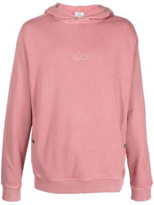 Medvilninis siuvinėtas džemperis su gobtuvu Woolrich rožinė