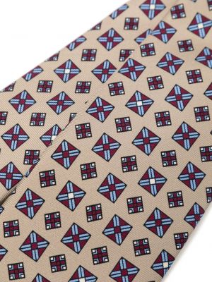 Jedwabny krawat z nadrukiem Kiton beżowy