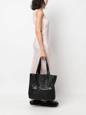 Shopper kabelka s potiskem Yohji Yamamoto černá