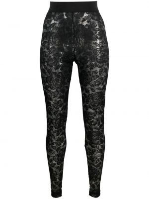 Csipkés virágos leggings Dolce & Gabbana fekete