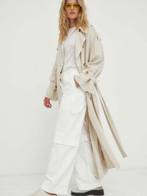 Spodnie z wysoką talią bawełniane Day Birger Et Mikkelsen białe
