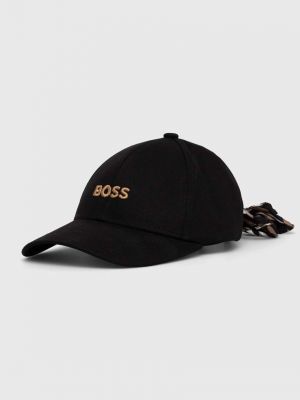 Bavlněná kšiltovka s aplikacemi Boss černá