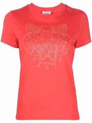 Tigrované tričko s potlačou Kenzo ružová