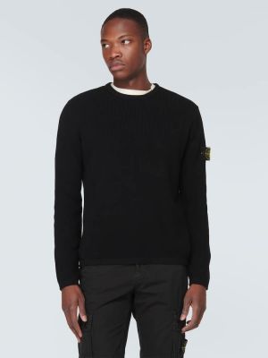 Jersey de algodón de tela jersey Stone Island negro