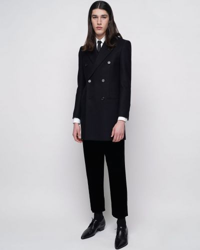 Kašmírový vlnený kabát Saint Laurent čierna