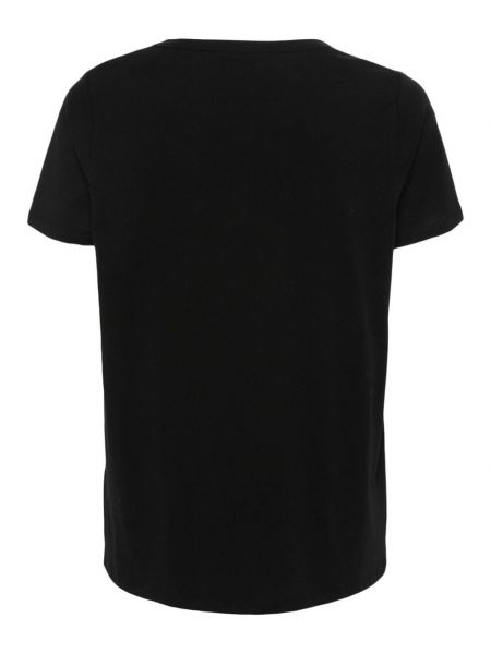 T-shirt en coton col rond Allude noir