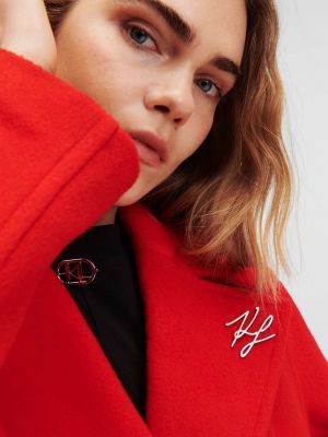 Płaszcz wełniany Karl Lagerfeld czerwony