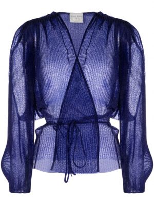 Плисирана блуза Forte_forte синьо