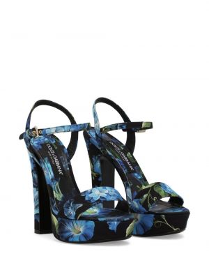 Sandały w kwiatki na platformie z nadrukiem Dolce And Gabbana