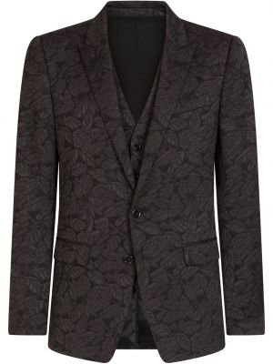 Žakárový květinový oblek Dolce & Gabbana černý
