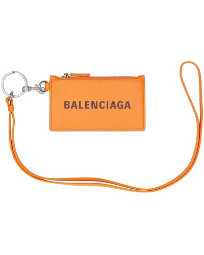 Kožená peněženka na zip z imitace kůže Balenciaga oranžová