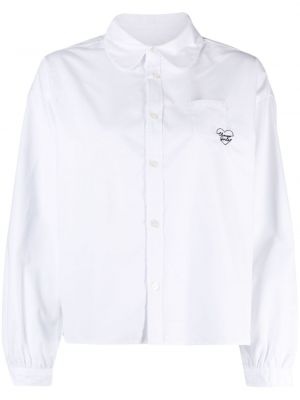 Βαμβακερό πουκάμισο με κέντημα Chocoolate λευκό