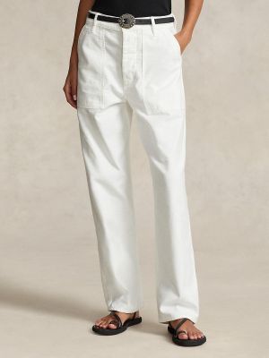 Pantalones rectos de algodón Polo Ralph Lauren blanco