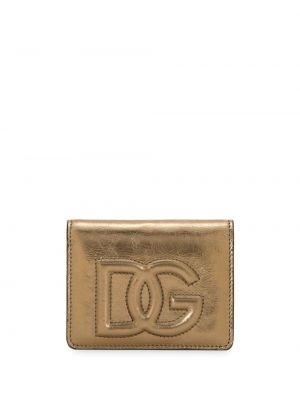 Kožená peněženka Dolce & Gabbana zlatá