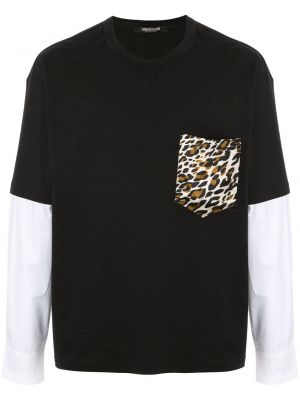Majica s potiskom z leopardjim vzorcem Roberto Cavalli črna
