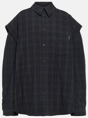 Chemise en coton à carreaux oversize Balenciaga gris