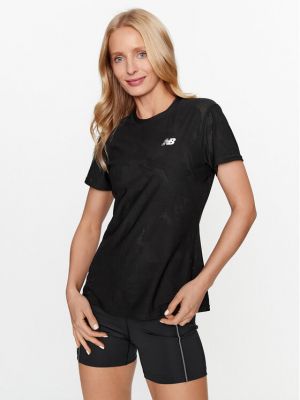 Žakárové priliehavé tričko s krátkymi rukávmi New Balance čierna
