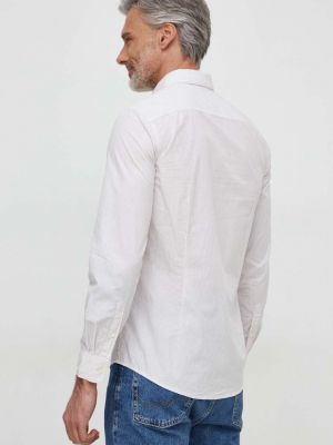 Péřová bavlněná džínová košile s knoflíky Pepe Jeans bílá