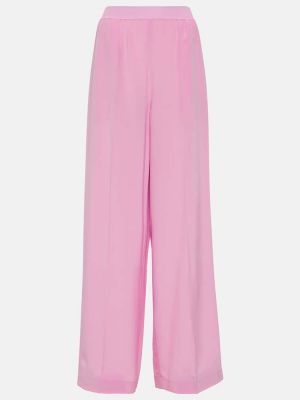 Pantaloni de mătase cu croială lejeră Joseph roz