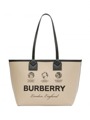 Nakupovalna torba s potiskom Burberry bež