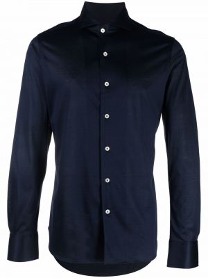 Camisa ajustada con botones Canali azul
