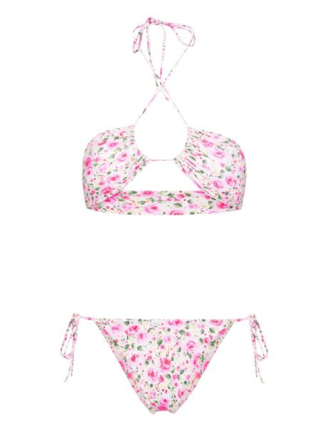 Mustriline lilleline bikiinid Bikini Lovers roosa