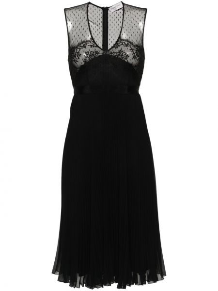 Πλισέ φλοράλ μίντι φόρεμα με δαντέλα Ermanno Firenze μαύρο