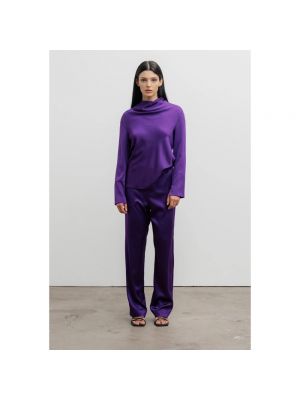 Pantalones rectos de seda Ahlvar Gallery violeta