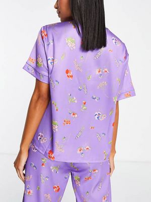 Атласная пижама в цветочек с принтом Asos фиолетовая