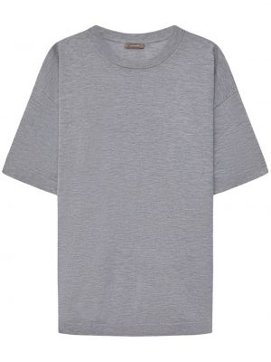 Vlnené tričko z merina s okrúhlym výstrihom 12 Storeez sivá