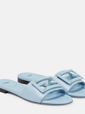 Kožené sandále Fendi modrá