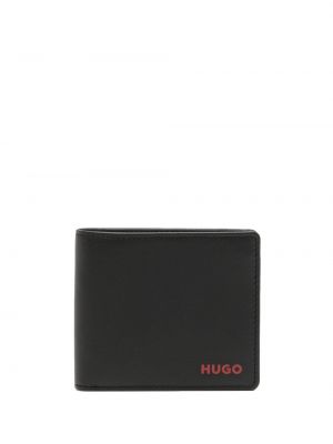 Portefeuille en cuir à imprimé Hugo noir