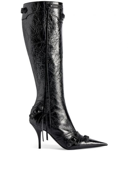 Kožené členkové topánky Balenciaga čierna