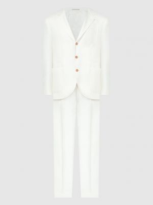 Белый шелковый льняной шерстяной костюм Brunello Cucinelli
