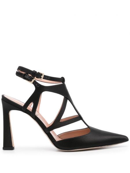 Satin riemchenpumps Alberta Ferretti schwarz