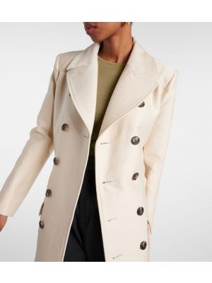Abrigo de lana de algodón Saint Laurent beige