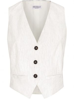 Pruhovaná vesta Brunello Cucinelli biela